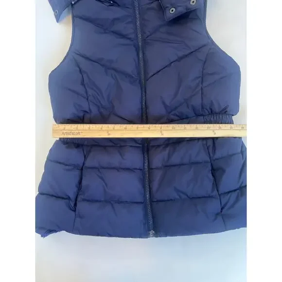 Banana Republic Faux Fur Puffer Quilted Winter Vest Blue Size Small - Picture 10 of 10